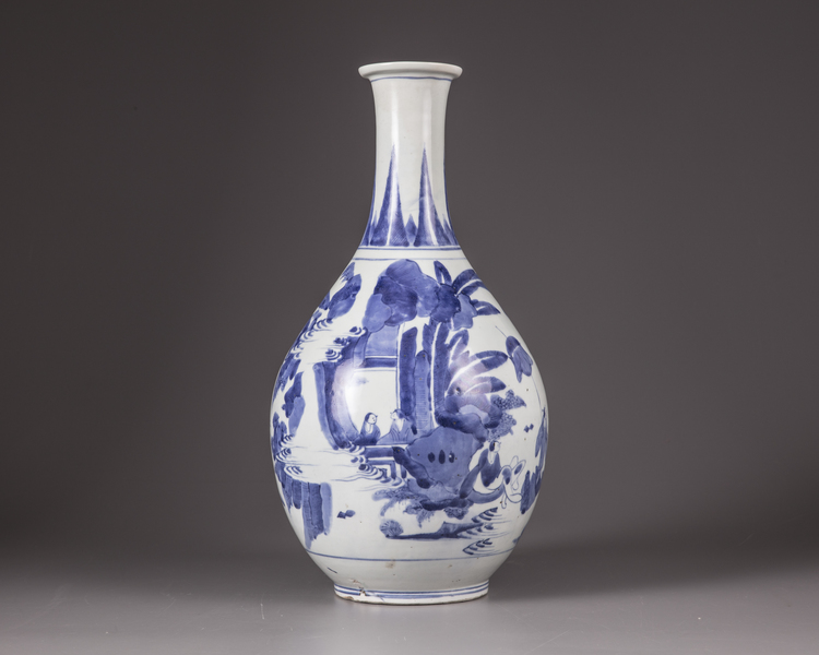 A large blue and white vase for the Japanese market
