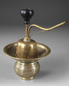 A QAJAR BRASS ENGRAVED VASE AND OPIUM PIPE, 19TH CENTURY
