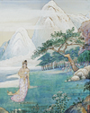 JOHN TANNAT PRYCE (BATAVIA 1892- ), A PAIR: FAUN / PRINCESS, MIXED MEDIA ON PAPER