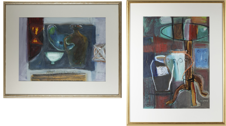 DAVID HUMPREYS (1937),  A PAIR OF ABSTRACT STILL LIVES, MIXED MEDIA ON PAPER