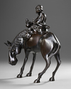 A JAPANESE BRONZE IMMORTAL FIGURE ON A HORSE, MID 19TH CENTURY