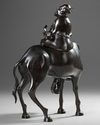 A JAPANESE BRONZE IMMORTAL FIGURE ON A HORSE, MID 19TH CENTURY