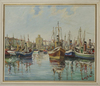 A HARBOR SCENE, OIL ON CANVAS