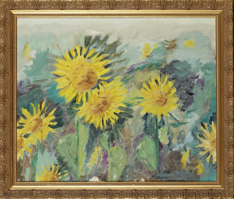 SUNFLOWERS, OIL ON CANVAS