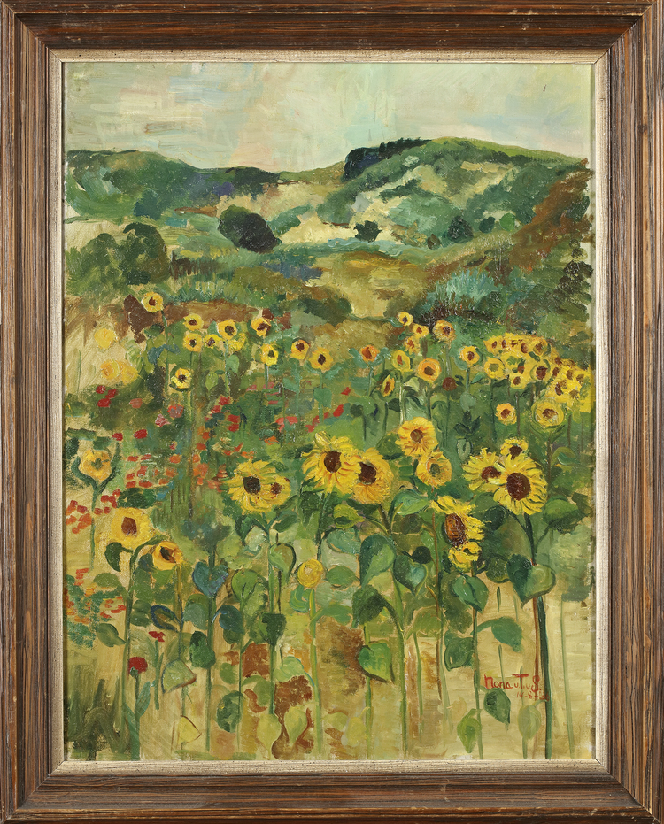 A SUNFLOWER FIELD, OIL ON CANVAS, 1936