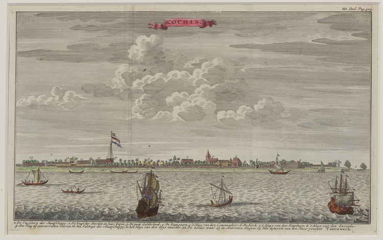 A VIEW OF COCHIN UNDER DUTCH RULE, ENGRAVING, 17TH-18TH CENTURY