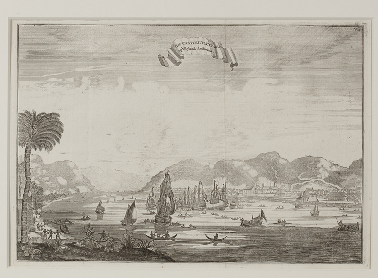 A VIEW OF THE CASTLE VICTORIA, AMBON ISLAND, ENGRAVING