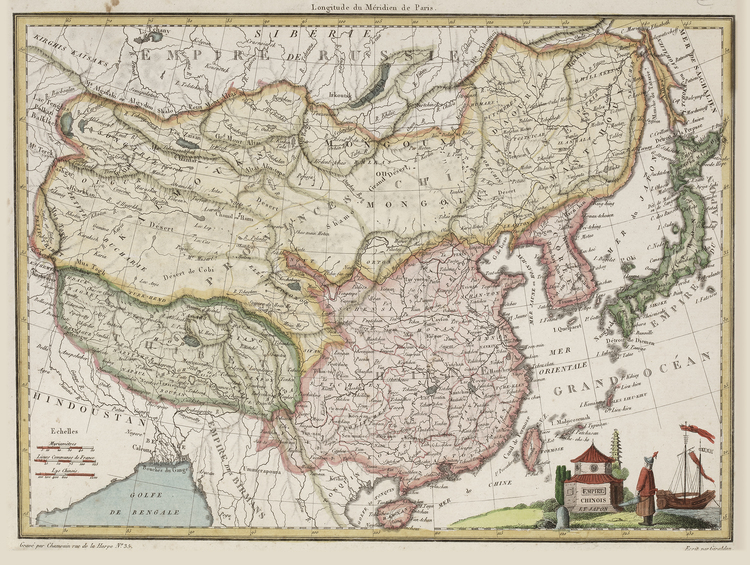AN ANTIQUE MAP OF THE CHINESE EMPIRE, 18TH CENTURY