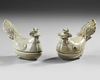 A PAIR OF CHINESE CELADON COVERED DUCK SHAPED DISHES, 19TH-20TH CENTURY