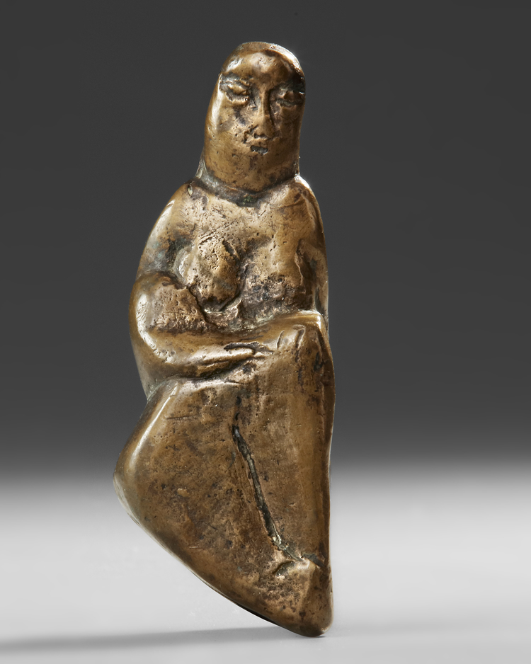 EDDY GHERESS (1940), A RECLINING FIGURE, BRONZE SCULPTURE
