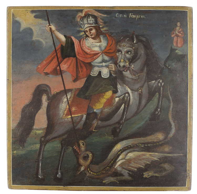 CONTINENTAL SCHOOL, SAINT GEORGE SLAYING THE DRAGON, OIL ON PANEL