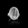 A PERSIAN CRYSTAL ROCK CARVED SILVER RING, 19TH CENTURY