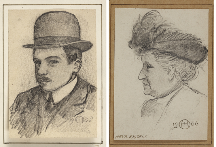 A PAIR OF CHARCOAL PORTRAIT DRAWINGS, EARLY 20TH CENTURY