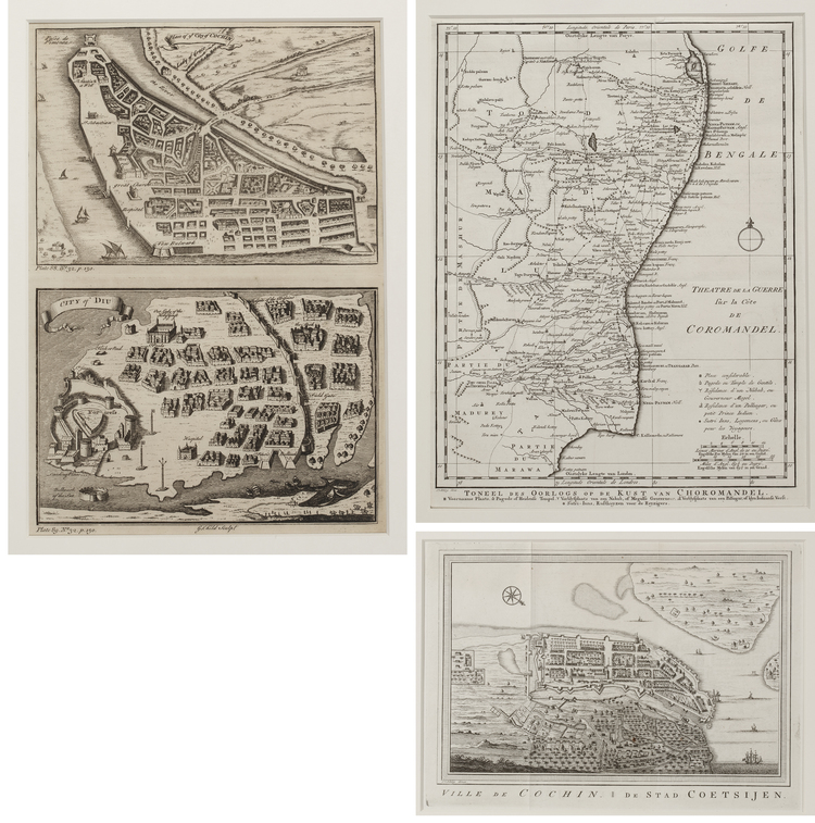 THREE HISTORICAL ENGRAVINGS  OF THE COROMANDEL COAST, COCHIN AND DIU
