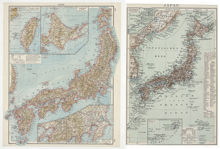 TWO ANTIQUE MAPS OF JAPAN AND THE KURIL ISLANDS