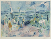 JEAN CLAUDE PICOT (1933-2020), FIGURES AT THE BEACH, COLOUR LITHOGRAPH