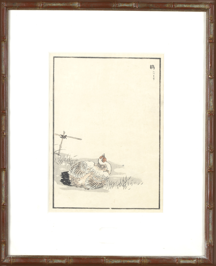 A JAPANESE INK PAINTING OF A CHICKEN