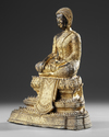 A GILT BRONZE SEATED BUDDHA FIGURE, THAILAND 19TH CENTURY