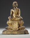 A GILT BRONZE SEATED BUDDHA FIGURE, THAILAND 19TH CENTURY