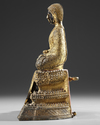 A GILT BRONZE SEATED BUDDHA FIGURE, THAILAND 19TH CENTURY
