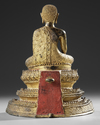 A GILT BRONZE SEATED BUDDHA FIGURE, THAILAND 19TH CENTURY