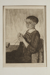 WOMAN KNITTING, ETCHING