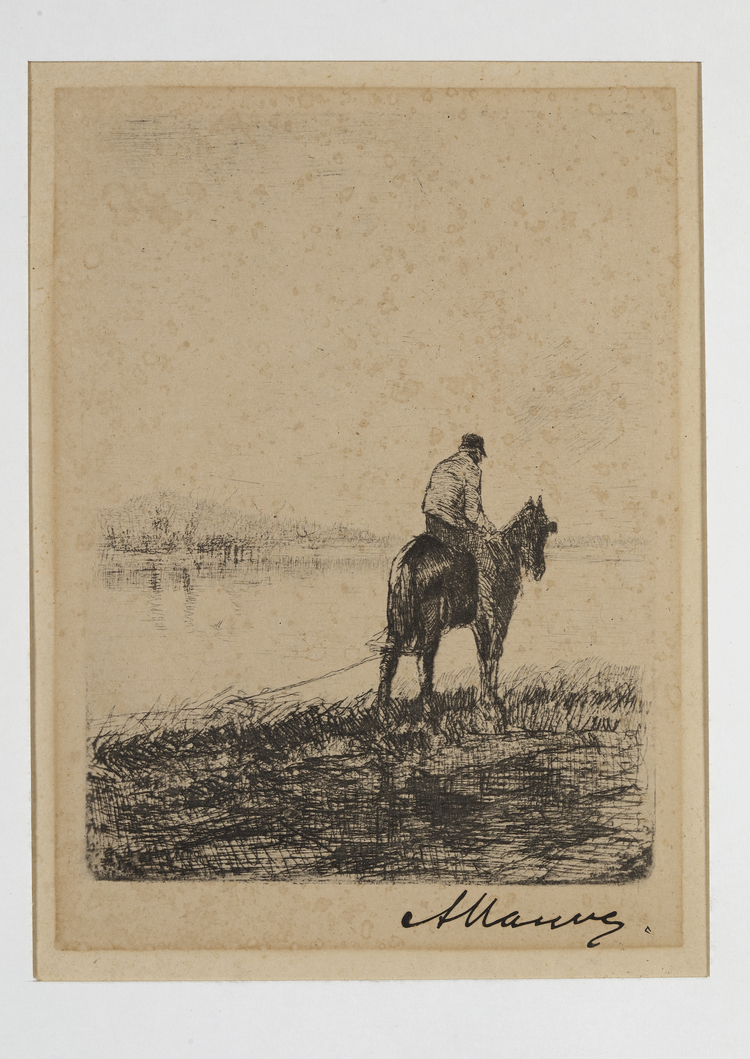 HORSEMAN BY THE WATER, ETCHING