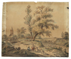 A PASTORAL LANDSCAPE WITH VILLAGERS AND ANIMALS,19TH CENTURY