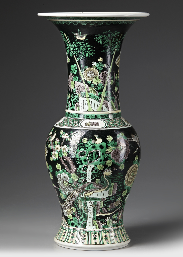 A CHINESE FAMILLE NOIRE YENYEN VASE
