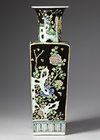 A CHINESE FAMILLE NOIR SQUARE-SECTION VASE