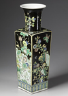 A CHINESE FAMILLE NOIR SQUARE-SECTION VASE