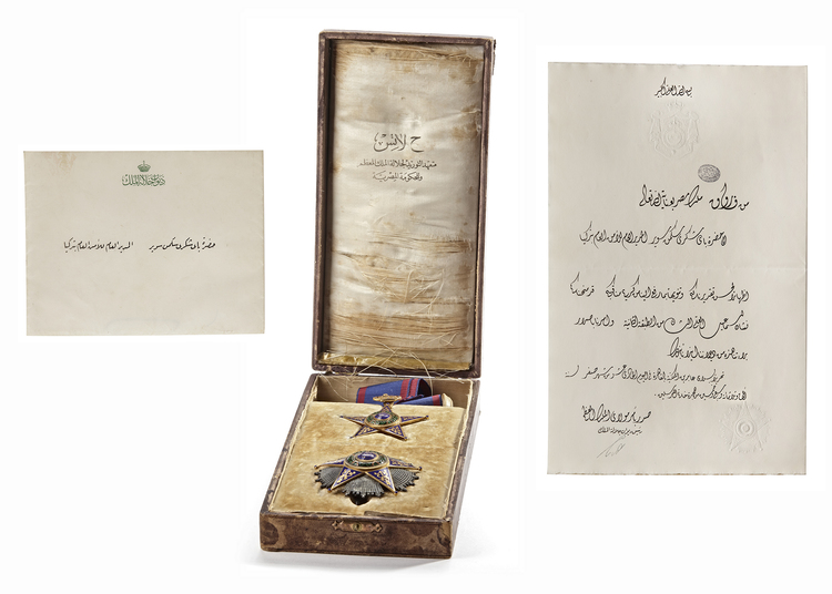 A FIRST CLASS SET OF ROYAL ORDER OF ISMAIL ISSUED BY EGYPTIAN KING FAROUK I,  LATTES OF CAIRO 1357 AH /1939 AD