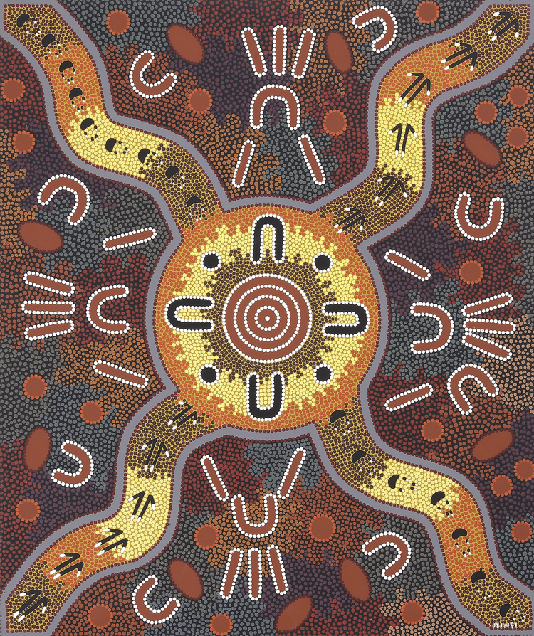 MINGI MAY BARNES (1950–2012) – CONTEMPORARY ABORIGINAL DOT PAINTING