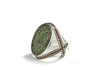 A QAJAR EMERALD AND RUBY-SET SILVER RING, 19TH CENTURY
