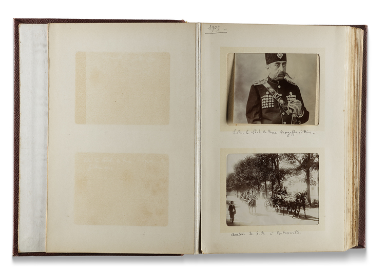 AN ALBUM OF PHOTOGRAPHS DURING THE VISIT OF THE PERSIAN SHAH MOZAFFAREDDINE IN PARIS