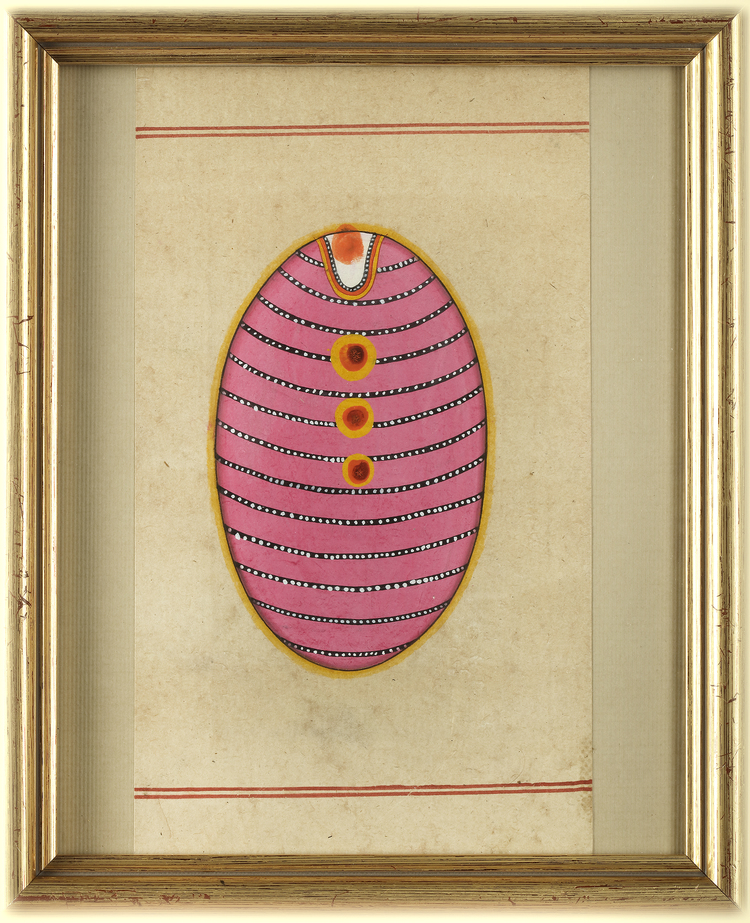 INDIAN TĀNTRIK TUNDRA PAINTING OF PINK LINGAM-YANTRA SYMBOL