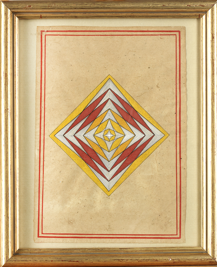 INDIAN TĀNTRIK TUNDRA PAINTING WITH GEOMETRIC YANTRA MOTIF