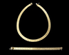 A 14 CARAT GOLD NECKLACE AND BRACELET, GREEK KEY DECORATED