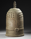 A LARGE JAPANESE BRONZE BONSHO BELL, SHORIN-JI TEMPLE, 1949