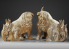 A PAIR OF JAPANESE WOODEN KOMAINU GUARDIAN DOGS, EDO PERIOD (1615–1868)