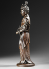 A LARGE JAPANESE BRONZE KANNON FIGURE WITH LOTUS, 20TH CENTURY