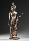A LARGE JAPANESE BRONZE KANNON FIGURE WITH LOTUS, 20TH CENTURY