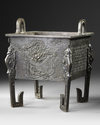 A JAPANESE BRONZE CENSER WITH DRAGONS AND CALLIGRAPHY, 19TH- EARLY 20TH CENTURY