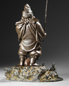 A LARGE JAPANESE BRONZE OKIMONO OF EBISU, TAISHO PERIOD (1912–1926)