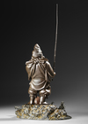 A LARGE JAPANESE BRONZE OKIMONO OF EBISU, TAISHO PERIOD (1912–1926)