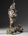 A LARGE JAPANESE BRONZE OKIMONO OF EBISU, TAISHO PERIOD (1912–1926)