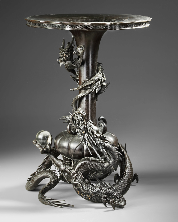 TAKAHASHI RYOUN, A JAPANESE BRONZE VASE WITH DRAGONS AND CARPS,MEIJI PERIOD,1868-1912
