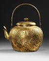 A JAPANESE BRASS TEAKETTLE, MEIJI PERIOD (1868-1912)