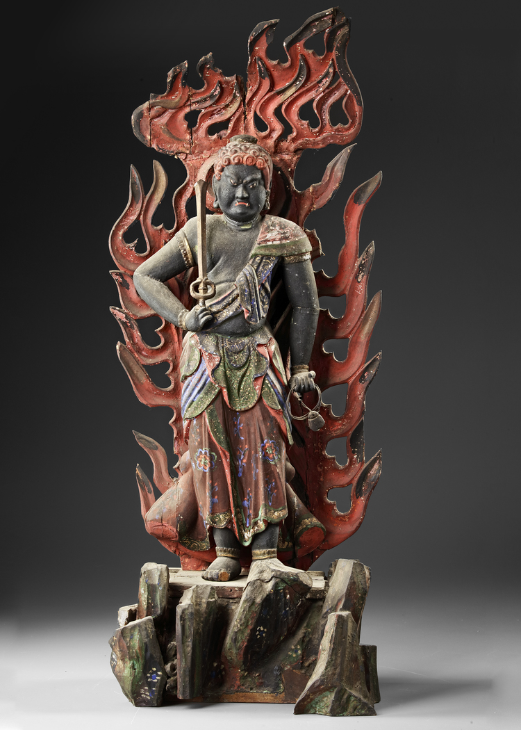 A JAPANESE WOODEN FUDO MYO-O, ACALANATHA,EDO PERIOD (1615–1868)