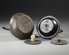 A PAIR OF JAPANESE TETSUBIN CAST IRON TEA KETTLES, 20TH CENTURY